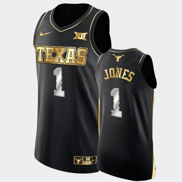 Men's Texas Longhorns #1 Andrew Jones Black Golden Authentic