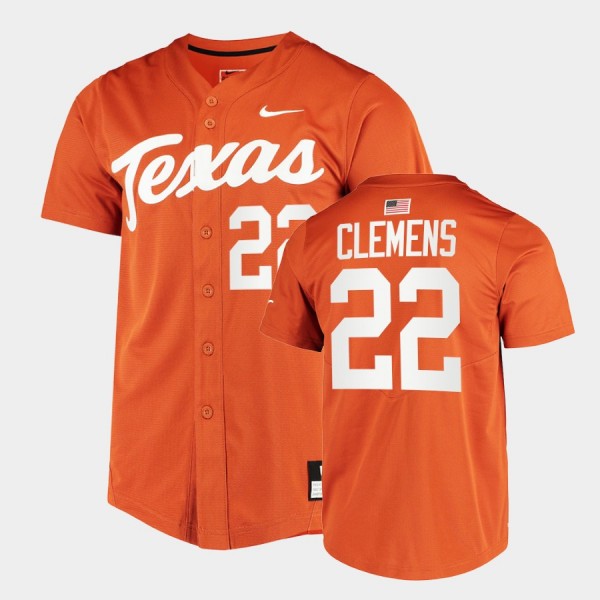 Men's Texas Longhorns #22 Roger Clemens Orange Full-Button College Baseball  Jersey 912097-870